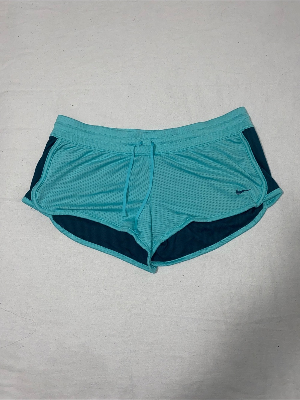 Nike Women's Teal Athletic Running Shorts with Dark Teal Panels
